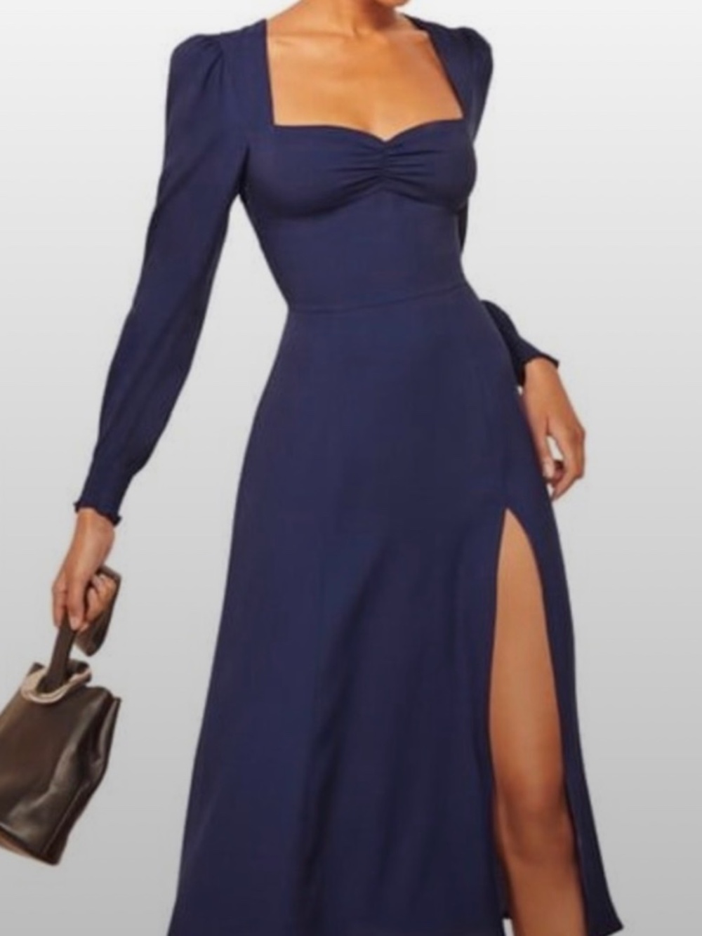 O.P.T Navy Bustier Midi Dress with Slit